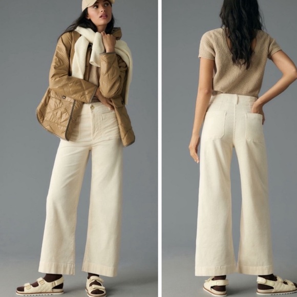 NWT Anthropologie Maeve Colette Crop Wide Leg Corduroy Pants